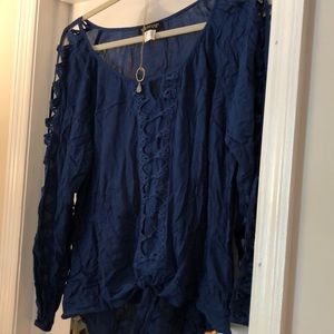 Gorgeous blue crochet detail top